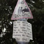 Marie Owen has put up a 'no dogging' sign outside her home after becoming fed up with people meeting on the street for sex. Read more: http://www.dailymail.co.uk/news/article-2430455/Livid-mother-puts-dogging-sign-outside-home-plagued-people-meeting-sex.html